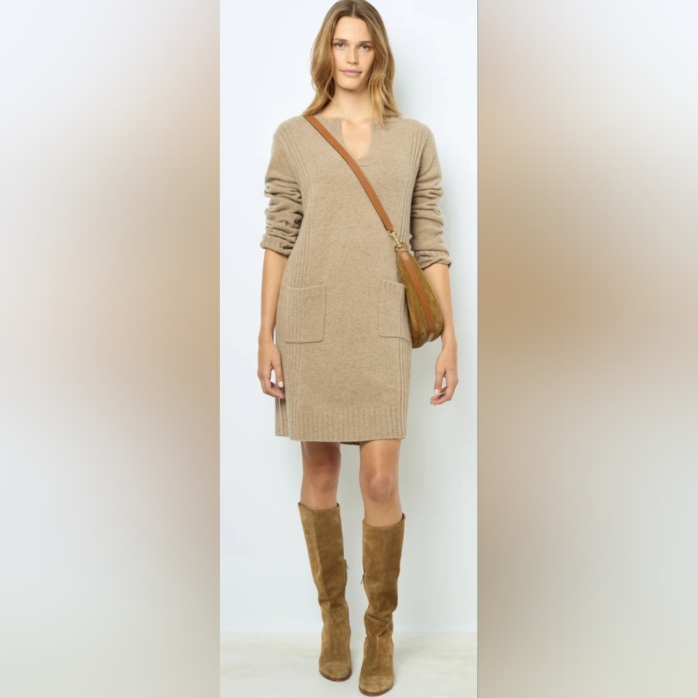 Gerard Darel Sofia Wool And Cashmere Mini Dress W/ ockets Size XS NEW